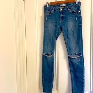 Zara super skinny ripped jeans